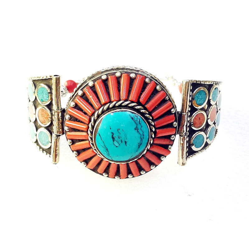 Ethnic Fashion Com - Bracciali vintage in metallo con pietre